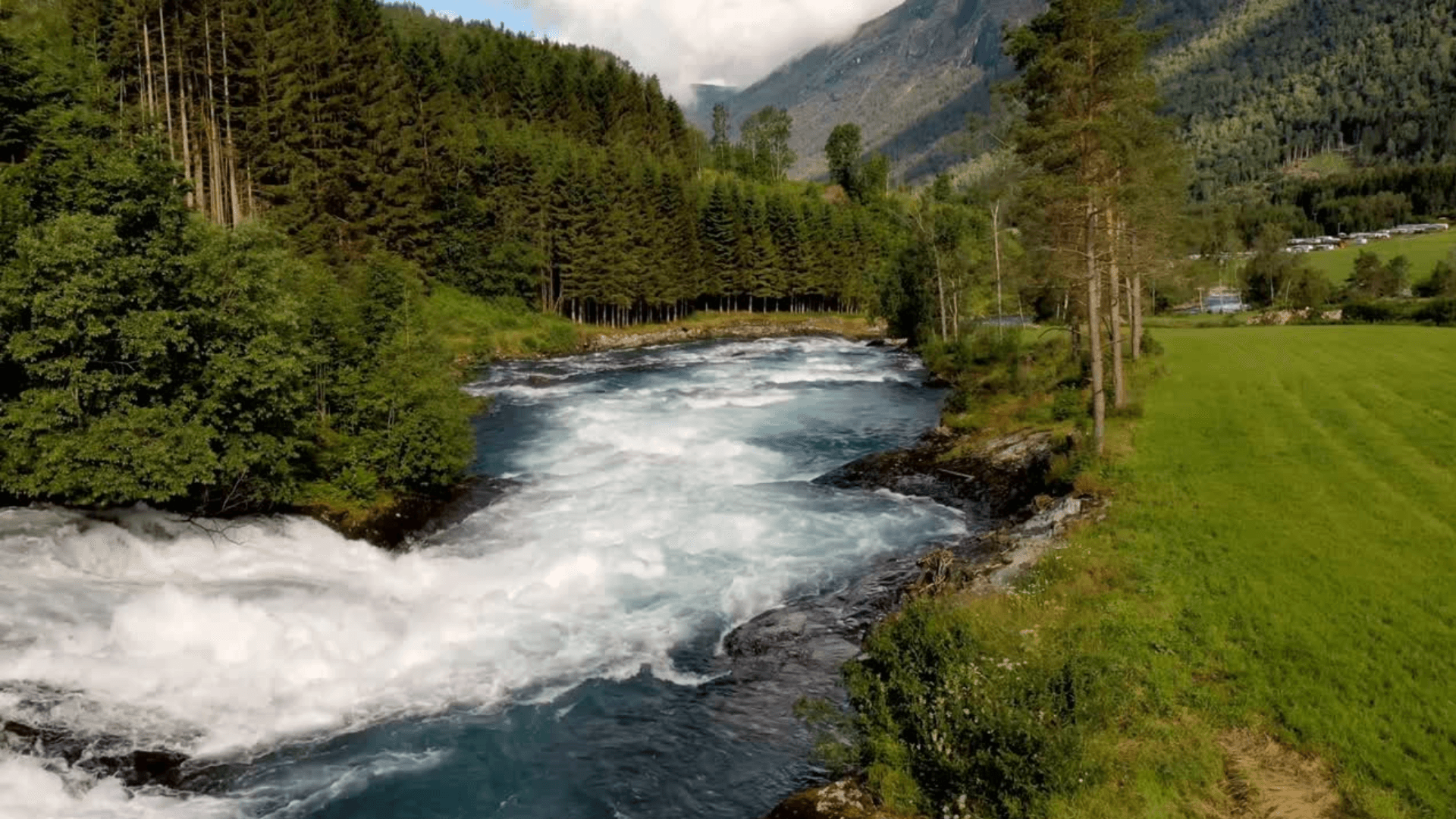 Wide river through a valley